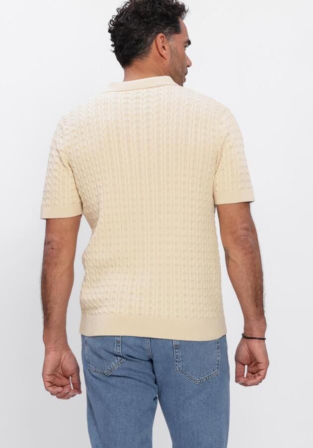 SELECTED MEN Heren Polo's & T-shirts Slhmattis Ss Knit New Cable Polo Ecru - Foto 2