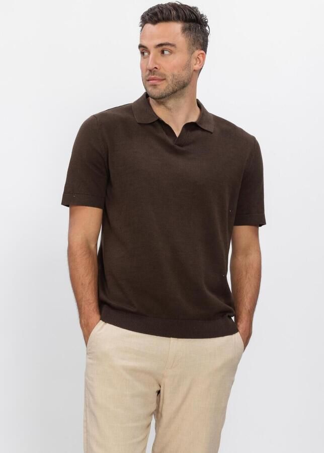 Selected Homme regular fit poloshirt van mix van katoen en linnen model 'MATTIS'