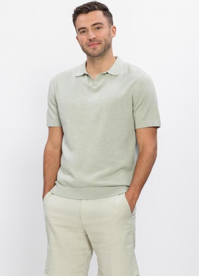 Selected Homme regular fit poloshirt van mix van katoen en linnen model 'MATTIS'