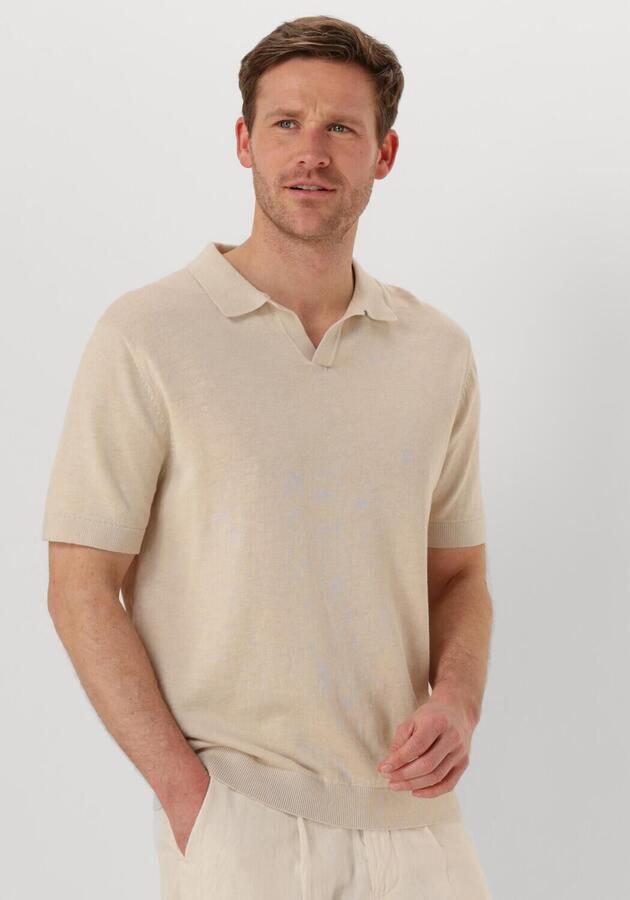 SELECTED HOMME Heren Polo's & T-shirts Slhmattis Ss Knit Sun Open Polo Noos Beige - Foto 4