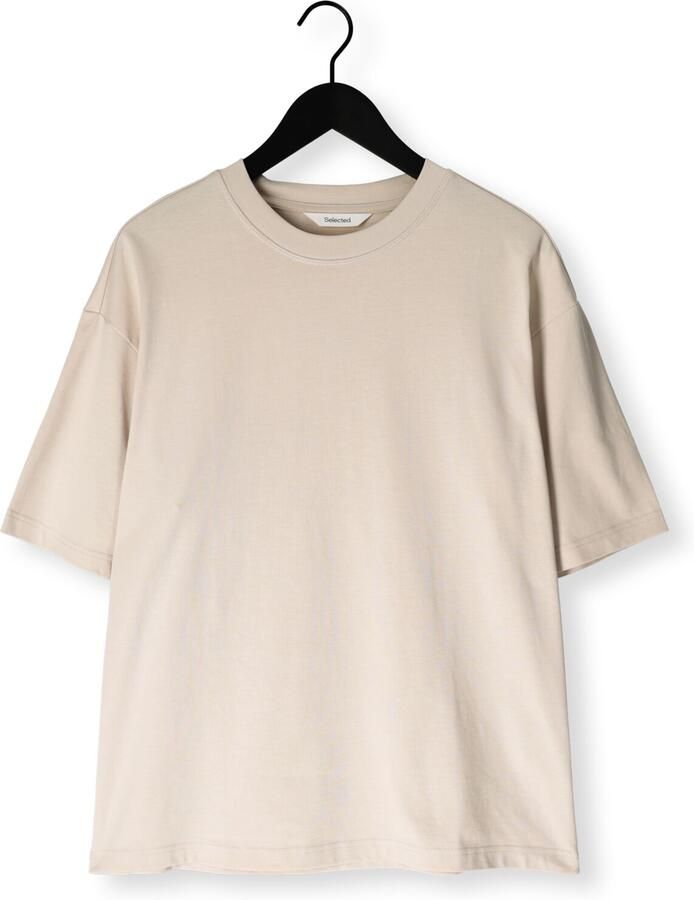 SELECTED MEN Heren Polo's & T-shirts Slhrelaxaspen 2-ply Ss O-neck Noos Beige - Foto 2