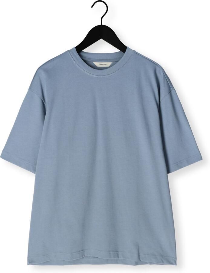SELECTED MEN Heren Polo's & T-shirts Slhrelaxaspen 2-ply Ss O-neck Noos Blauw - Foto 2