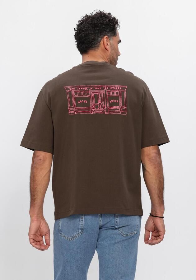 SELECTED MEN Heren Polo's & T-shirts Slhrelaxbrock Ss Tee Hotel Amour Bruin