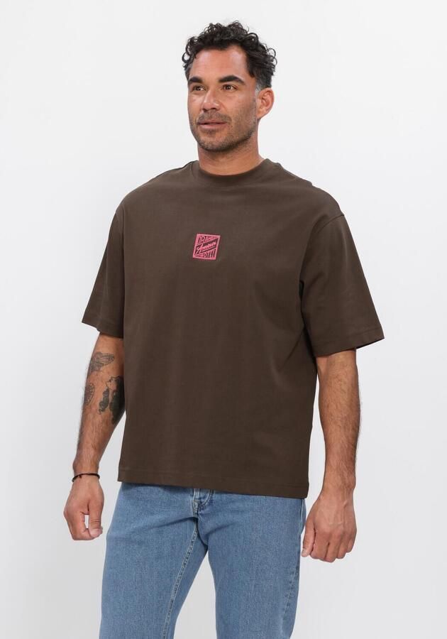 SELECTED MEN Heren Polo's & T-shirts Slhrelaxbrock Ss Tee Hotel Amour Bruin - Foto 3