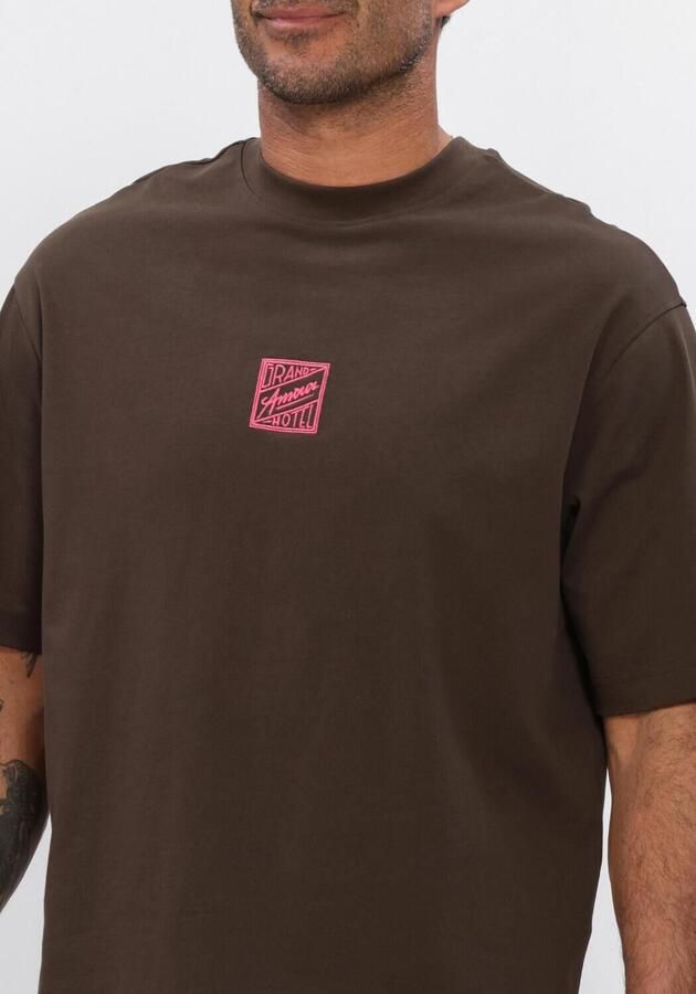 SELECTED MEN Heren Polo's & T-shirts Slhrelaxbrock Ss Tee Hotel Amour Bruin - Foto 4