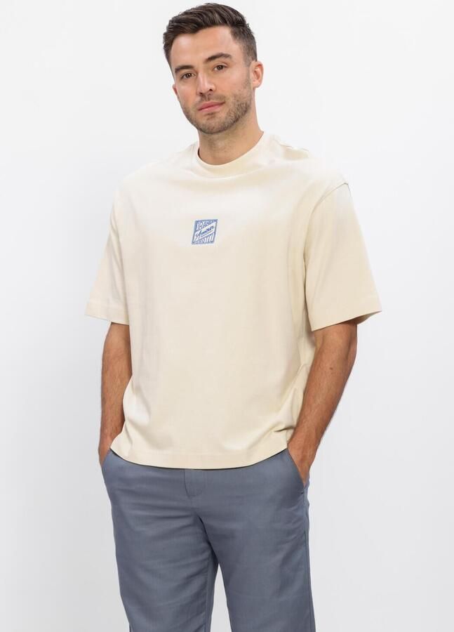 SELECTED MEN Heren Polo's & T-shirts Slhrelaxbrock Ss Tee Hotel Amour Ecru