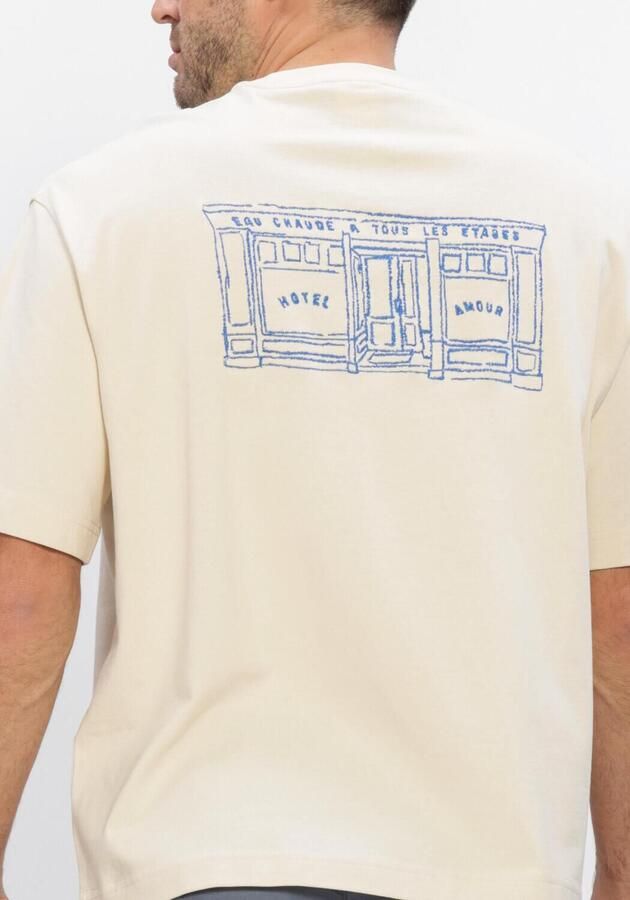 SELECTED MEN Heren Polo's & T-shirts Slhrelaxbrock Ss Tee Hotel Amour Ecru - Foto 4