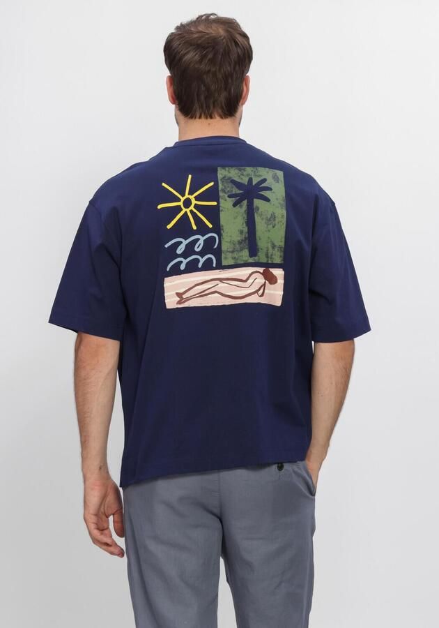 SELECTED MEN Heren Polo's & T-shirts Slhrelaxnorman License Ss Tee Donkerblauw