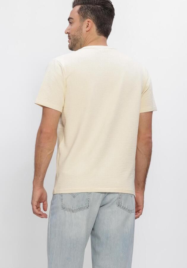 SELECTED MEN Heren Polo's & T-shirts Slhsander Seersucker Ss O-neck Tee Creme - Foto 3