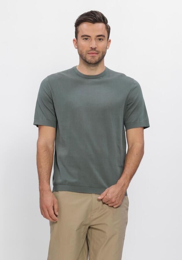 SELECTED MEN Heren Polo's & T-shirts Slhtorino Ss Knit Crew Neck Noos Donkergroen