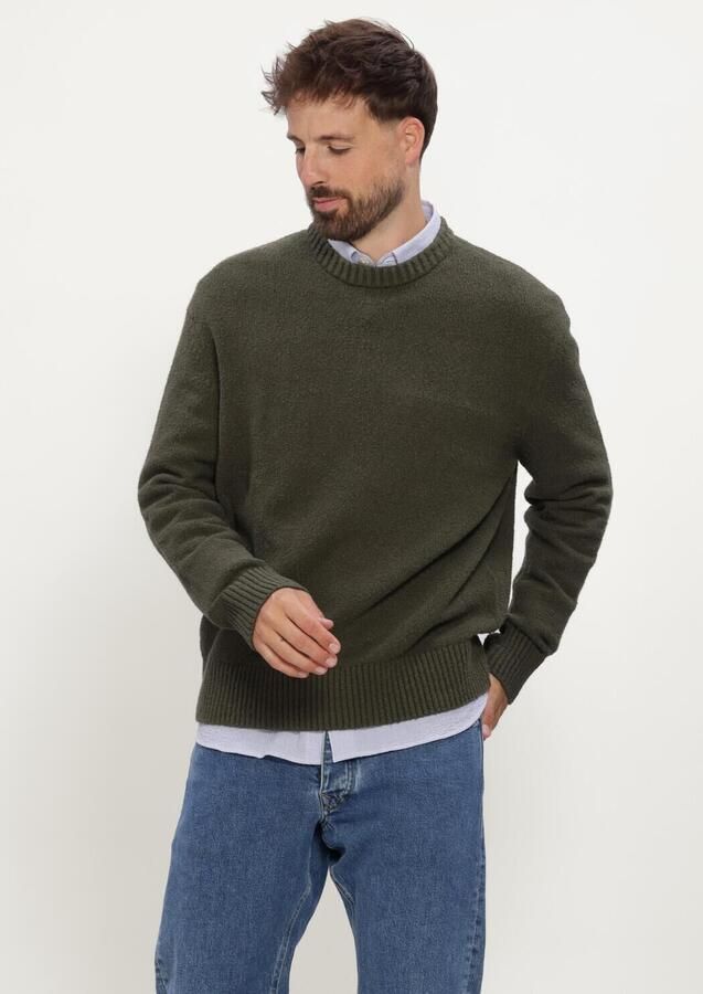 SELECTED MEN Heren Truien & Vesten Slhalex Ls Knit Crew Neck Noos Donkergroen