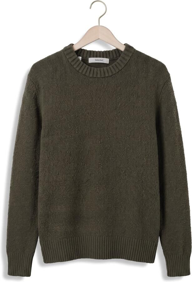 SELECTED MEN Heren Truien & Vesten Slhalex Ls Knit Crew Neck Noos Donkergroen - Foto 4