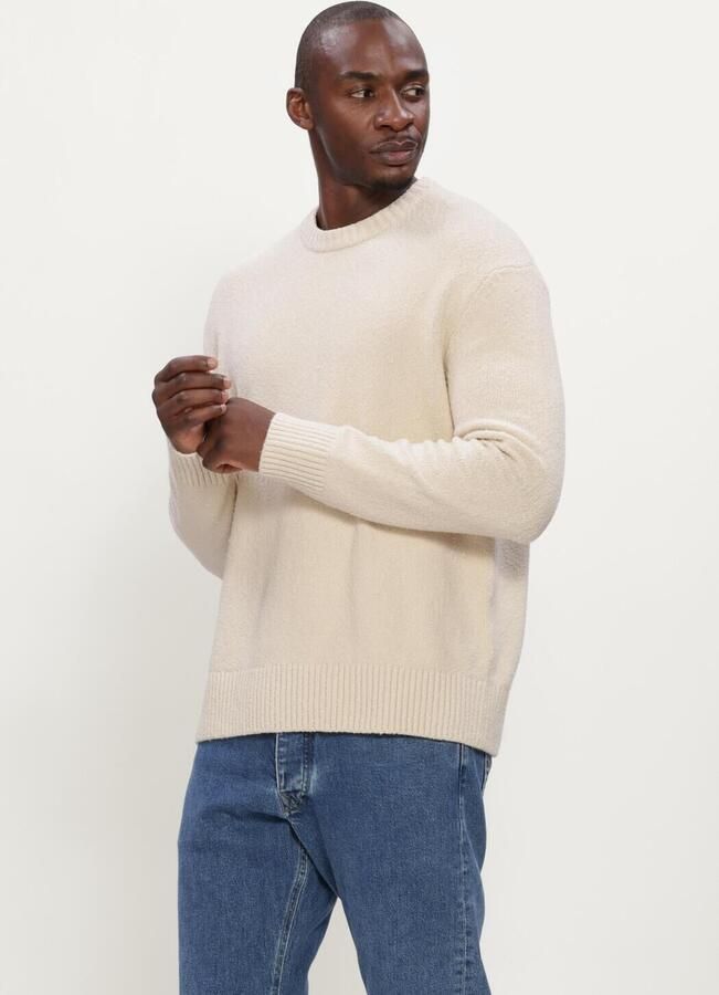 SELECTED MEN Heren Truien & Vesten Slhalex Ls Knit Crew Neck Noos Ecru