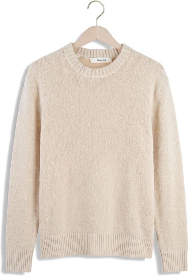 SELECTED MEN Heren Truien & Vesten Slhalex Ls Knit Crew Neck Noos Ecru - Foto 4