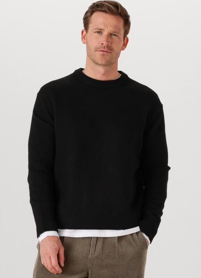 SELECTED MEN Heren Truien & Vesten Slharne Ls Knit Relaxed Wool Crew Neck Zwart