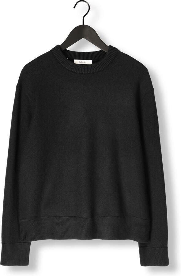 SELECTED MEN Heren Truien & Vesten Slharne Ls Knit Relaxed Wool Crew Neck Zwart - Foto 4