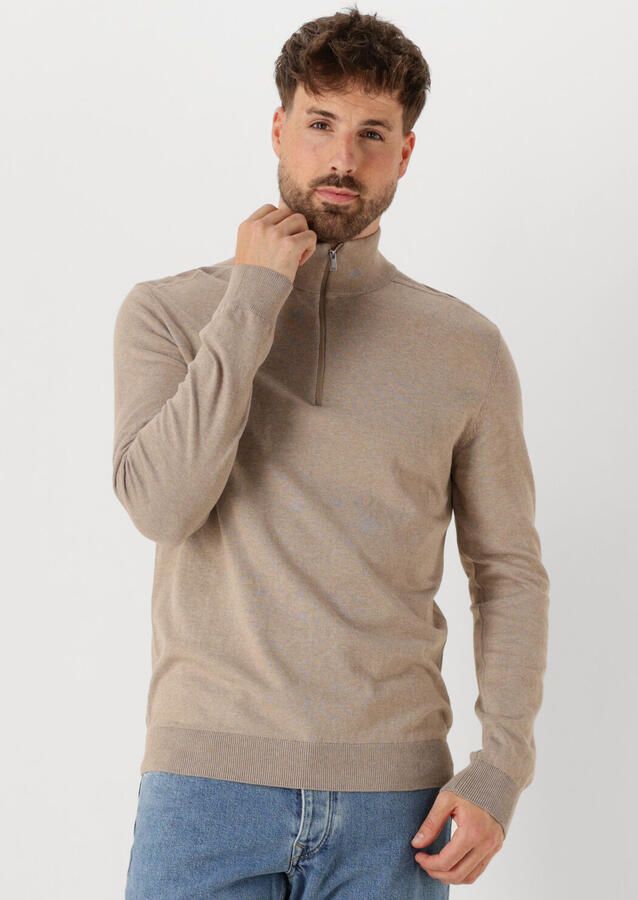 SELECTED MEN Heren Truien & Vesten Slhberg Half Zip Cardigan Noos Beige