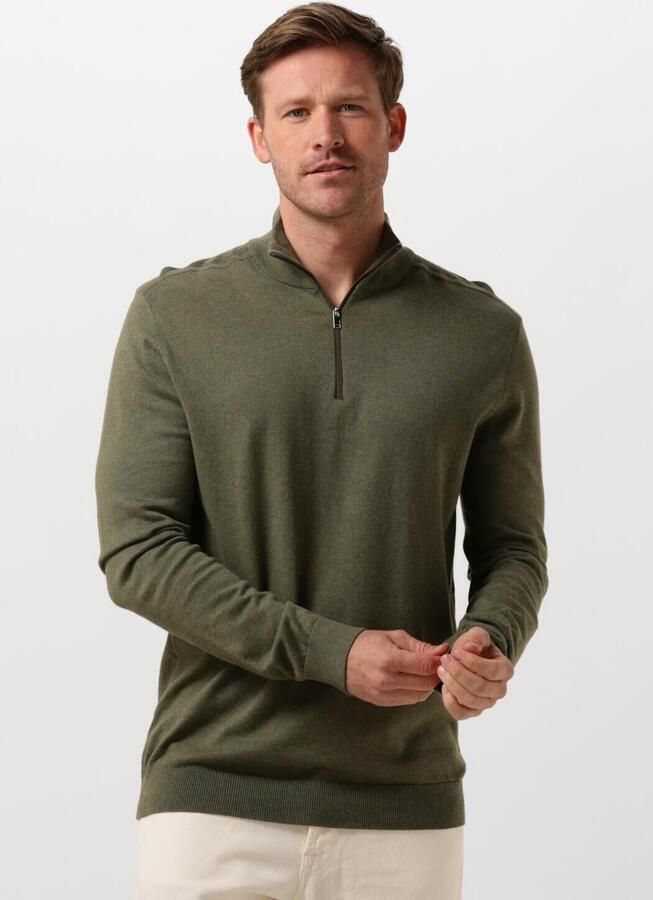 SELECTED MEN Heren Truien & Vesten Slhberg Half Zip Cardigan Noos Groen