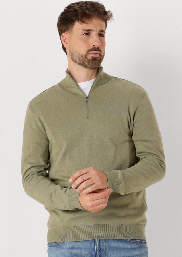 SELECTED MEN Heren Truien & Vesten Slhberg Half Zip Cardigan Noos Khaki
