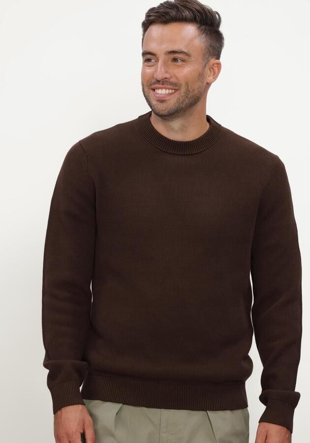SELECTED MEN Heren Truien & Vesten Slhdane Ls Knit Structure Crew Neck Noos Bruin - Foto 3