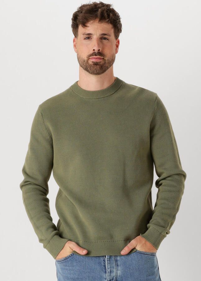 SELECTED MEN Heren Truien & Vesten Slhdane Ls Knit Structure Crew Neck Noos Groen