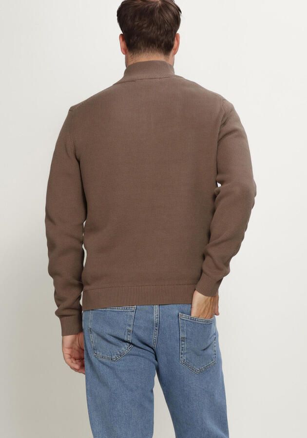 SELECTED MEN Heren Truien & Vesten Slhdane Ls Knit Structure Half Zip Noos Bruin - Foto 3