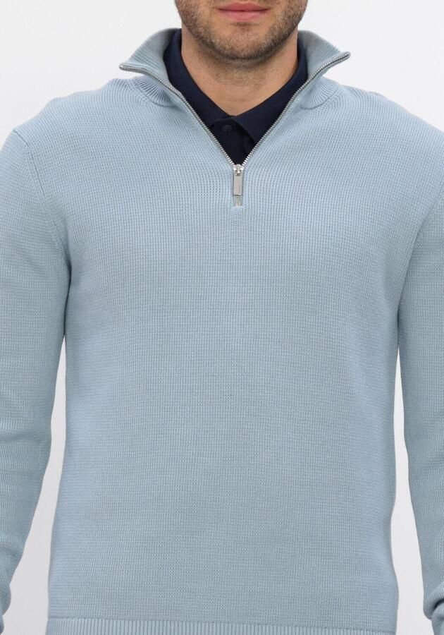 SELECTED MEN Heren Truien & Vesten Slhdane Ls Knit Structure Half Zip Noos Lichtblauw - Foto 3