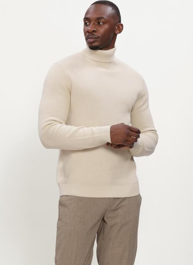 SELECTED MEN Heren Truien & Vesten Slhdane Ls Knit Structure Roll Neck Noos Beige