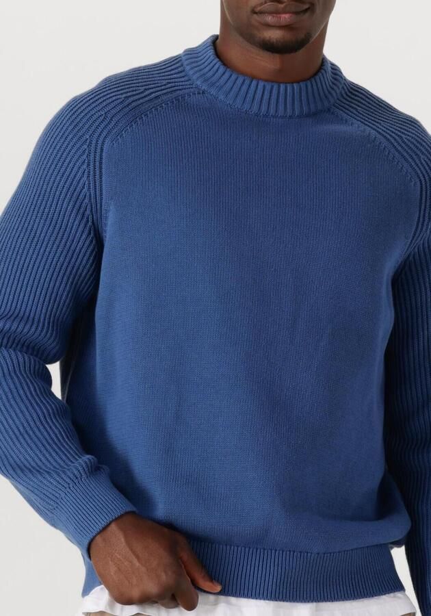SELECTED MEN Heren Truien & Vesten Slhdereck Ls Knit Relaxer Rib Mock Neck Blauw - Foto 2