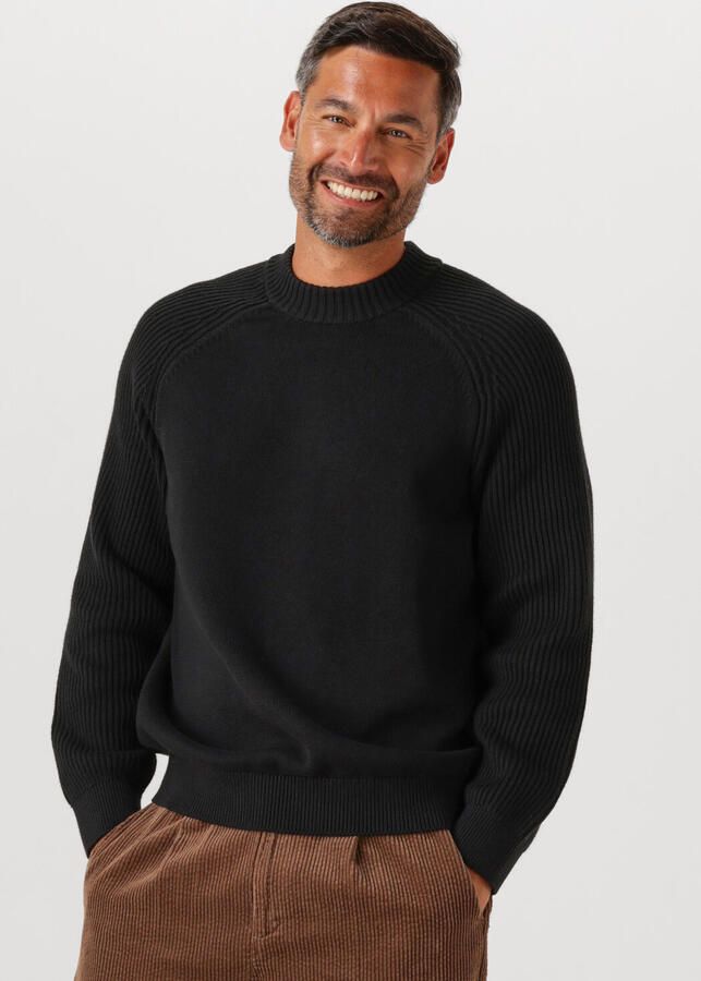SELECTED MEN Heren Truien & Vesten Slhdereck Ls Knit Relaxer Rib Mock Neck Zwart - Foto 4