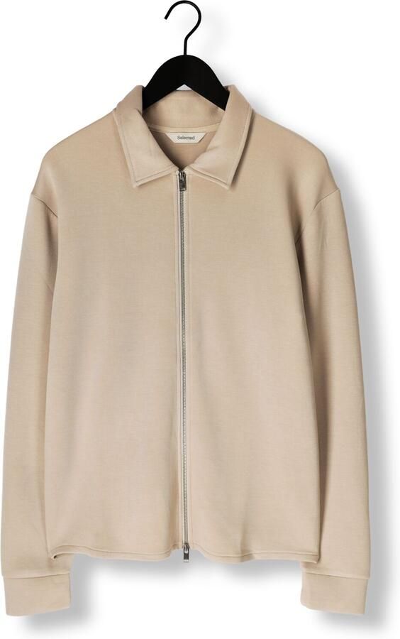 SELECTED MEN Heren Truien & Vesten Slhemanuel Soft Full Zip Sweat Noos Beige - Foto 4
