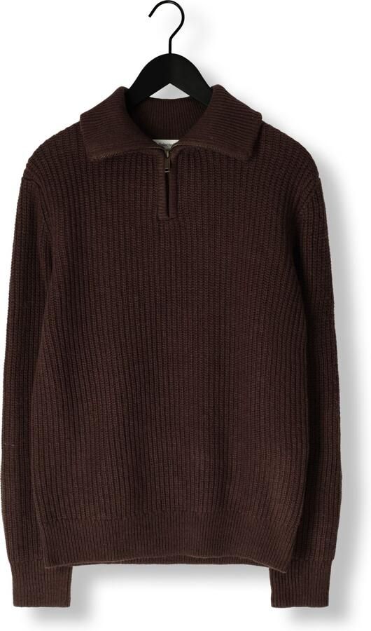 SELECTED MEN Heren Truien & Vesten Slhland Ls Knit Half Zip Bruin - Foto 3
