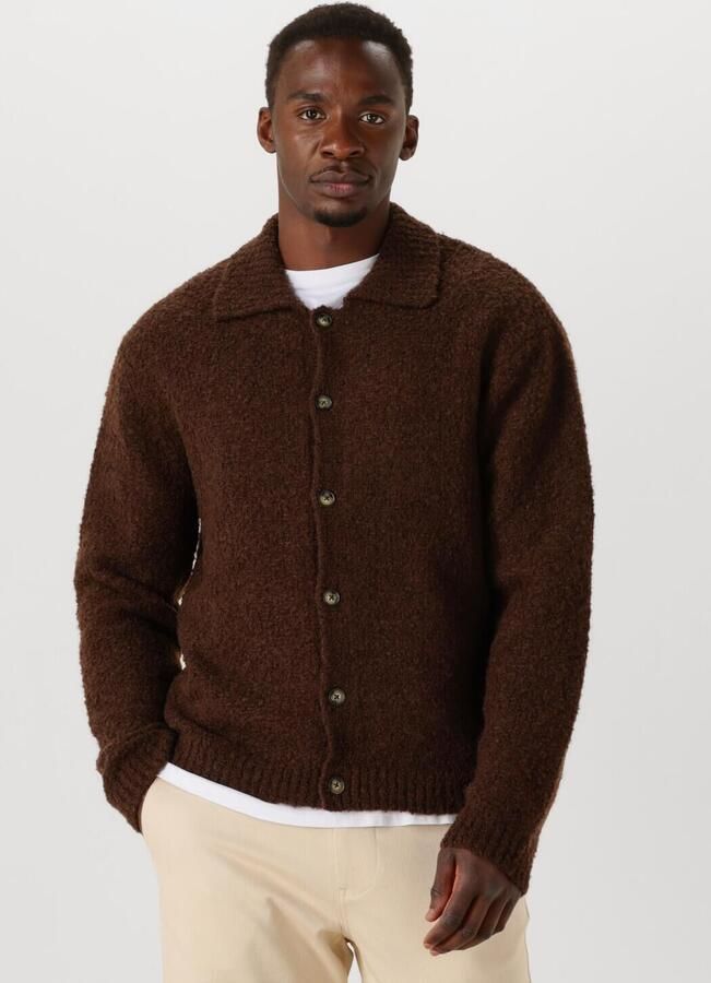 SELECTED MEN Heren Truien & Vesten Slhloyd Ls Knit Boucle Polo Bruin - Foto 4