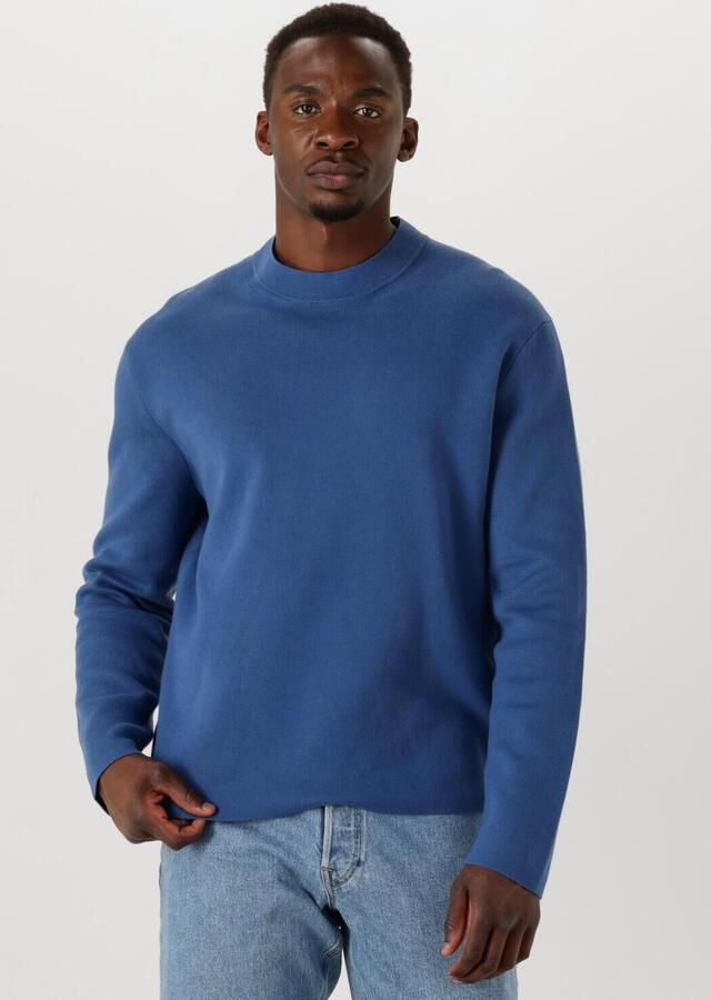 SELECTED MEN Heren Truien & Vesten Slhmike Light Ls Knit Relaxed Mock Neck Blauw
