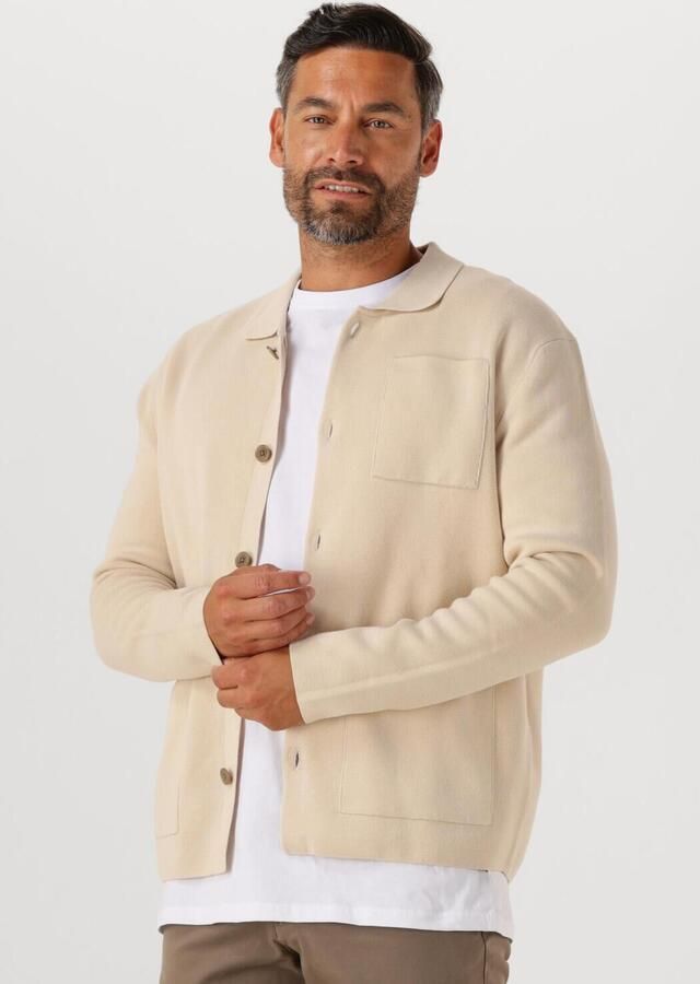 SELECTED MEN Heren Truien & Vesten Slhmike Light Ls Knit Relaxed Polo Cardigan Beige - Foto 4