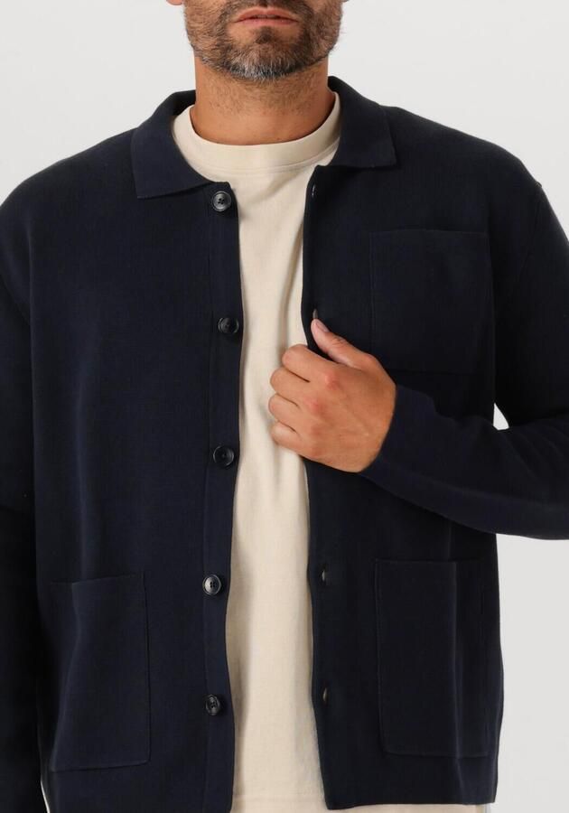SELECTED MEN Heren Truien & Vesten Slhmike Light Ls Knit Relaxed Polo Cardigan Donkerblauw - Foto 3