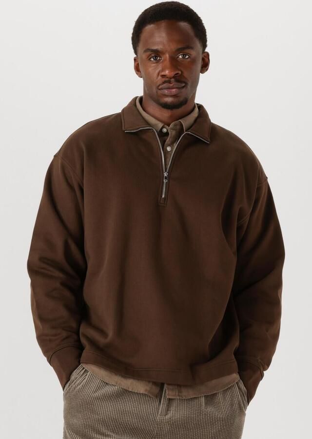 SELECTED MEN Heren Truien & Vesten Slhrelaxaron Ls Half Zip Sweat Bruin - Foto 4