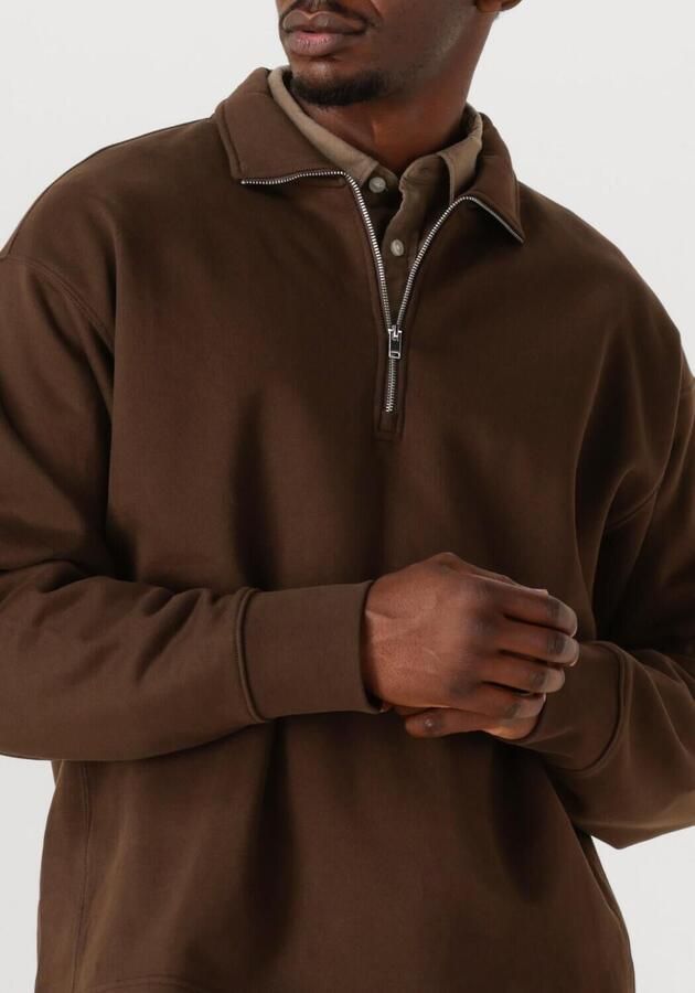 SELECTED MEN Heren Truien & Vesten Slhrelaxaron Ls Half Zip Sweat Bruin - Foto 3