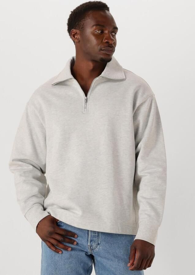 SELECTED MEN Heren Truien & Vesten Slhrelaxaron Ls Half Zip Sweat Lichtgrijs - Foto 4