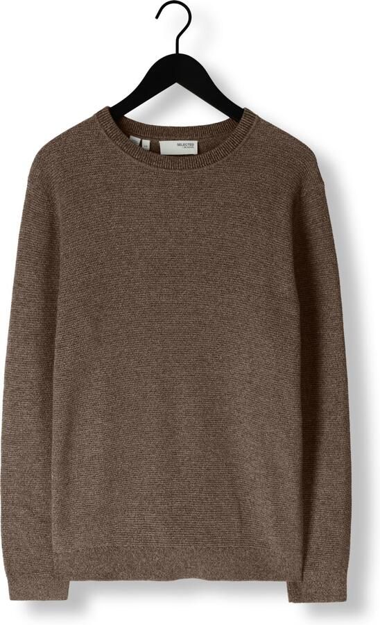 SELECTED MEN Heren Truien & Vesten Slhross Ls Knit Structure Crew Neck Noos Bruin - Foto 3