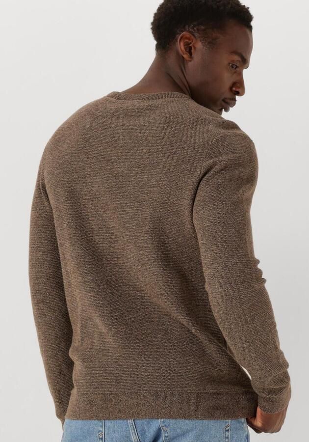 SELECTED MEN Heren Truien & Vesten Slhross Ls Knit Structure Crew Neck Noos Bruin