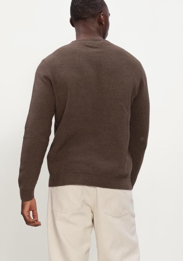 SELECTED MEN Heren Truien & Vesten Slhross Ls Knit Structure Crew Neck Noos Bruin - Foto 3