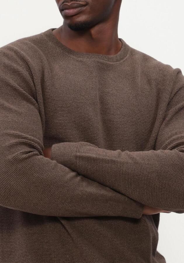 SELECTED MEN Heren Truien & Vesten Slhross Ls Knit Structure Crew Neck Noos Bruin - Foto 4