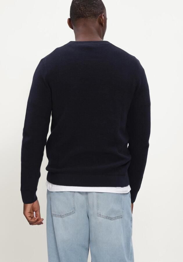 SELECTED MEN Heren Truien & Vesten Slhross Ls Knit Structure Crew Neck Noos Donkerblauw - Foto 3