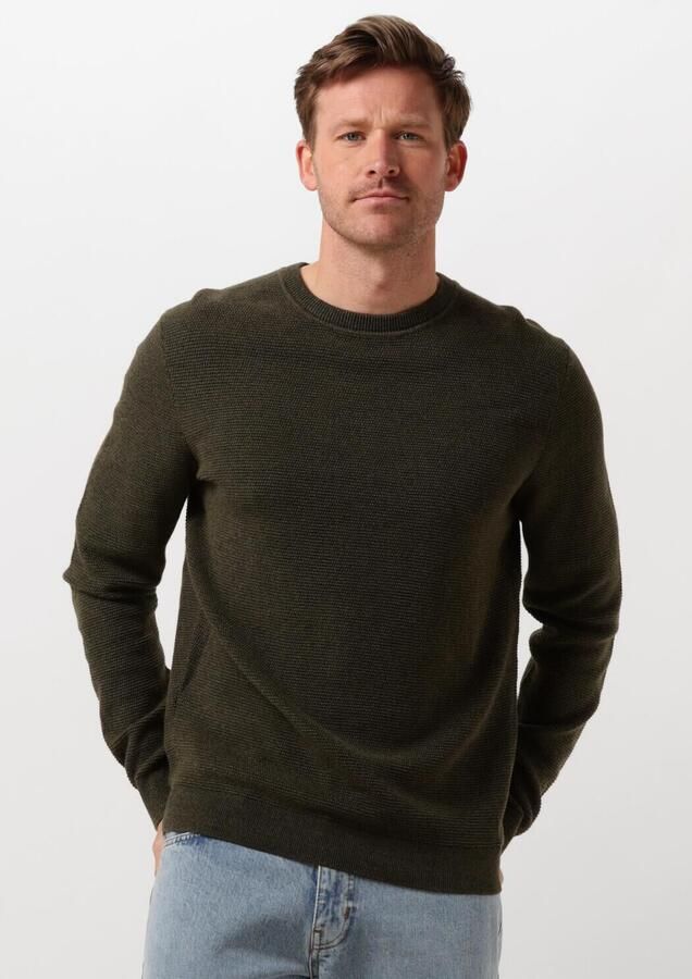 SELECTED MEN Heren Truien & Vesten Slhross Ls Knit Structure Crew Neck Noos Groen