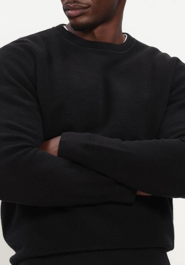 SELECTED MEN Heren Truien & Vesten Slhross Ls Knit Structure Crew Neck Noos Zwart - Foto 3