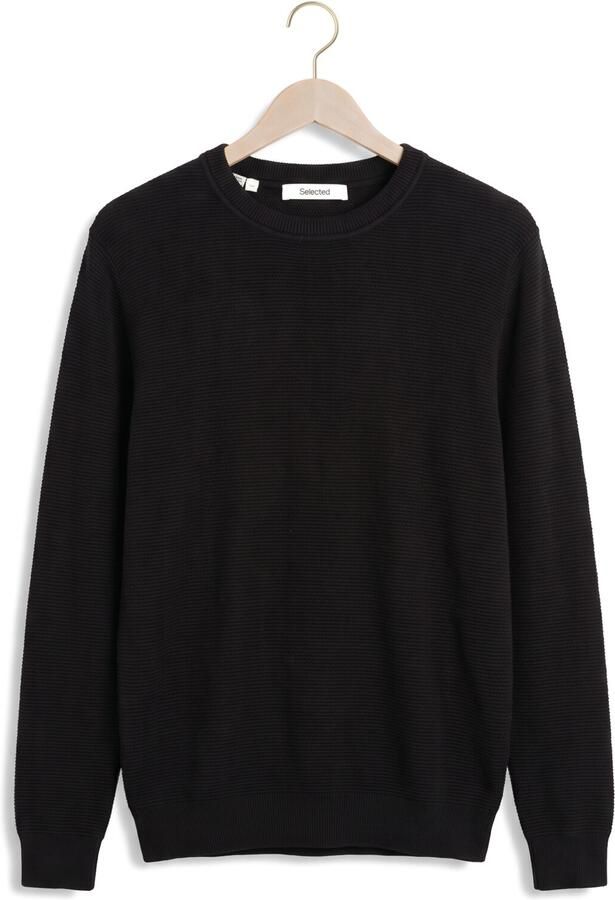 SELECTED MEN Heren Truien & Vesten Slhross Ls Knit Structure Crew Neck Noos Zwart - Foto 4