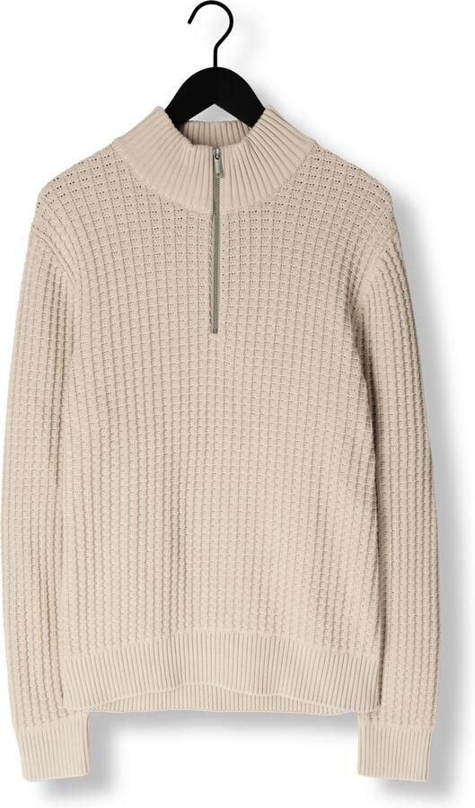 SELECTED MEN Heren Truien & Vesten Slhtom Ls Knit Structure Half Zip Beige - Foto 3