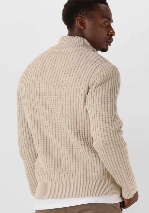 SELECTED MEN Heren Truien & Vesten Slhtom Ls Knit Structure Half Zip Beige - Foto 2