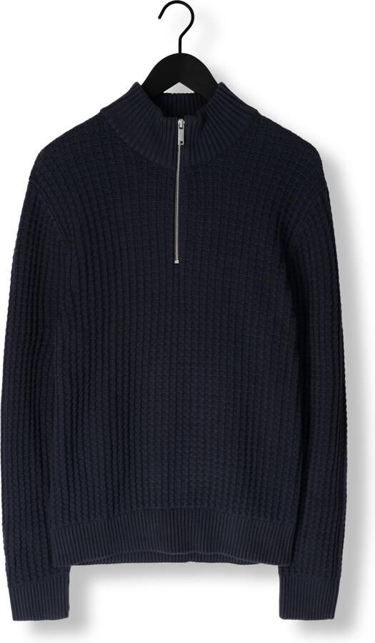 SELECTED MEN Heren Truien & Vesten Slhtom Ls Knit Structure Half Zip Donkerblauw - Foto 3